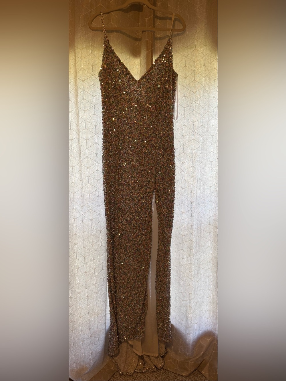 Camille La Vie Copper Sequin Maxi Skirt with Front Slit